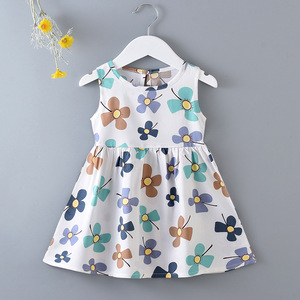 Vestido de Princesa Floral de Verano, Falda Línea A, Tela de Algodón de Alta Calidad, Vestidos para Niñas, Estilo Transfronterizo - Product Image 1