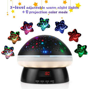 Lámpara de Mesa con Proyección de Estrellas en Forma de Hongo, Proyector de Estrellas Giratorio de 360 Grados con Temporizador, Luz Nocturna para Habitación Infantil, Juguetes para Niñas - Product Image 2