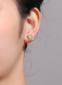 Pendientes de Botón Clásicos Unisex de Diseño Minimalista, con Forma de Corazón Floral de Latón, con Circonita Cúbica, Joyería de Imitación para Bodas, Regalo - Product Image 5