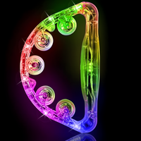 LED Glow Tambourine Noise Maker Light up Large Handheld Musical Flashing Bells Tamborines Percussion Instrument Birthday Gift