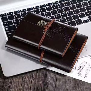 PU Color A6 <b>Leather</b> Notebook Leaves Restoring Ancient Ways <b>Notepad</b> Japan and South Korea Stationery Gift - Product Image 6