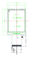 Écran tactile LCD TFT avec carte, personnalisé 2.1 2.4 2.5 2.7 2.8 3.0 pouces 240x320 50 broches SPI & RGB 320 luminosité