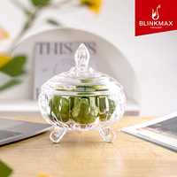 Pot à bonbons en verre sans plomb Blinkmax avec couvercle, plateau à fruits de haute qualité, plateau à bonbons, sucrier, organisateur de rangement