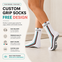 Chaussettes de yoga et de danse personnalisées avec grip en caoutchouc pour femmes, antidérapantes, mi-mollet, pour Pilates et fitness, avec logo