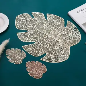 PVC-Bananenblatt-Esstischmatte: ausgehöhlt simulierende Pflanzen-Tischmatte für dekorative Esstische und Becherunterlagen