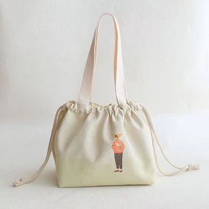 Wholesale Original Fashion Drawstring Bucket Handbag Custom Printed Cotton Canvas <b>Tote</b> <b>Bag</b> Cartoon Folding for <b>Lunch</b> Box Storage - Product Image 2