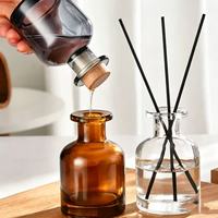 Bouteille en verre vide pour diffuseur de parfum, flacon d'aromathérapie ambré ou transparent de 50 ml, 100 ml, 150 ml avec bâtonnets