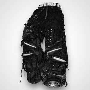 <span class=keywords><strong>Pantaloni</strong></span> <span class=keywords><strong>Cargo</strong></span> in Denim Nero Impermeabile da <span class=keywords><strong>Uomo</strong></span>, Stile Hip Hop Punk, Multi-zip, Y2K, Gotico, Streetwear, Gamba Larga con Fibbie Metalliche - Product Image 3