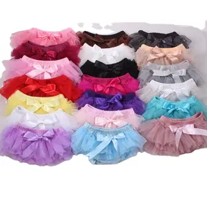 Grosir Penutup Popok Butik Katun Sifon Lipit Celana Bloomer Set Merah Glitter Ruffle Bloomer dengan Pita Pita Pita