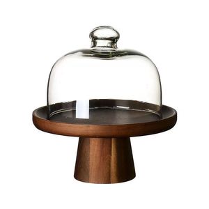 Japanese Style Acacia Wood Cake Stand Round Dark <b>Brown</b> Two Tier Dessert Display Tray For Home Coffee Tea Serving - Product Image 5