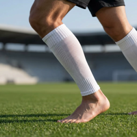 Manchons de compression respirants en maille pour mollets de football, conception à extrémité ouverte, pour hommes, équipement sportif professionnel pour équipes