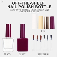 Bouteilles en verre cube de haute qualité 12ml 14ml pour gel de base, contenants vides pour vernis à ongles avec couvercles et pinceaux, emballage en gros d'usine
