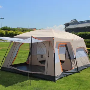 חיצוני יוקרה glamping 3-12 אנשים עמיד למים שני חדרי שינה וסלון אחד גדול חיצוני משפחת קמפינג אוהל נייד