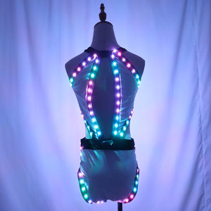 Traje de Baile Sexy con Luces LED de Colores para Actuaciones en Bares, Discotecas, Clubes, Vestidos de Cantante <span class=keywords><strong>GOGO</strong></span>, Incluye Falda, <span class=keywords><strong>Discoteca</strong></span> GO GO - Product Image 5