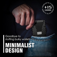 Dompet Kartu Pop Up Logam Minimalis Pria, Aluminium, Anti-RFID, dengan Penjepit Uang untuk Saku, Anti Maling, Hadiah Bisnis