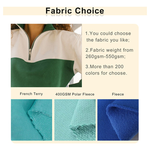 Logo ricamato 3D personalizzato due colori felpe con <span class=keywords><strong>Zip</strong></span> a quarti da donna Color Block bianco verde 1/3 collo caldo con cerniera felpe - Product Image 2