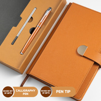 Carnet à fermeture magnétique minimaliste en forme de D de haute qualité coffret cadeau vente en gros de cahier portable en cuir PU