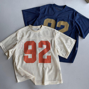 Hot Sale T Shirts Mesh Polyester Quick Dry Summer Short Sleeve Custom Number Printed Oversized Football <strong>Jersey</strong> - Product Image 3