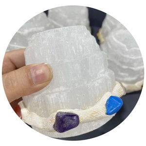 All'ingrosso cristalli di alta qualità pietre curative Selenite torri lampade di cristallo portacandele - Product Image 1