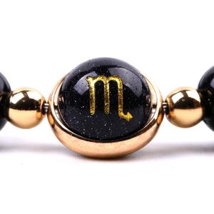 Pulsera elástica de cuentas de cristal natural de ónix negro de 8 mm, pulsera especial del zodiaco, regalo de joyería de astrología - Product Image 3