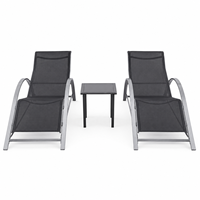 Chaise longue en fer légère à trois pièces pour l'extérieur, la plage, le jardin ou l'hôtel
