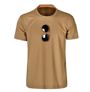 DFT0301 T-shirts de sport en polyester à col rond, coupe ajustée, avec crochet pour lunettes et patch à fixation auto-agrippante, en promotion - Product Image 3