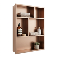 Meuble de rangement d'angle moderne en acier inoxydable 304 pour salle de bain, double niveau, niche de douche murale, étagère en verre, organisateur d'espace
