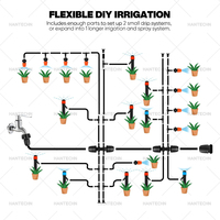 Kit d'irrigation goutte à goutte pour plantes Hantechn PE 135 pièces, installation facile, avec goutteurs réglables et micro-tuyaux