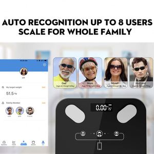 Jumon BMI <b>Bathroom</b> Scale with Smartphone App Step-on Technology Bilancia Digitale Glass Smart Digital Body Weight Scale - Product Image 6
