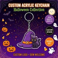 Porte-clés en acrylique personnalisés pour Halloween : Citrouille, Fantôme, Chauve-souris, Sorcière – Cadeaux de fête effrayants, cadeaux pour la distribution de bonbons, vente en gros