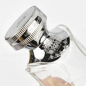 Benutzer definierte wettbewerbs fähige Preis Luxus Silber Zink Legierung Deckel nachfüllbare Acryl Parfüm Kappe Hersteller Parfüm Magnet kappe Quadrat