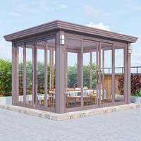 Rumah Kaca Sunroom Mewah Prefabrikasi Modular Berbingkai Aluminium Alloy Kedap Suara dan Tahan Panas