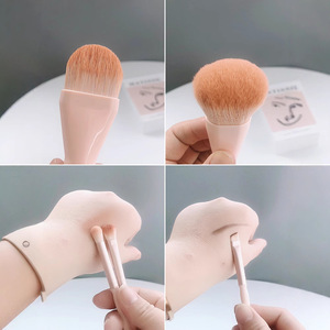 Ensemble de 5 pinceaux de maquillage de voyage avec miroir, poils synthétiques, pour fond de teint, poudre, fard à paupières, lèvres, kabuki, pinceau cosmétique portable pour le visage - Product Image 4