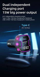 Transmetteur FM BT 5.3 pour voiture FM LED Radio lecteur de musique adaptateur de voiture QC3.0 & Type-C PD 18W avec appel mains libres chargeur de voiture - Product Image 6