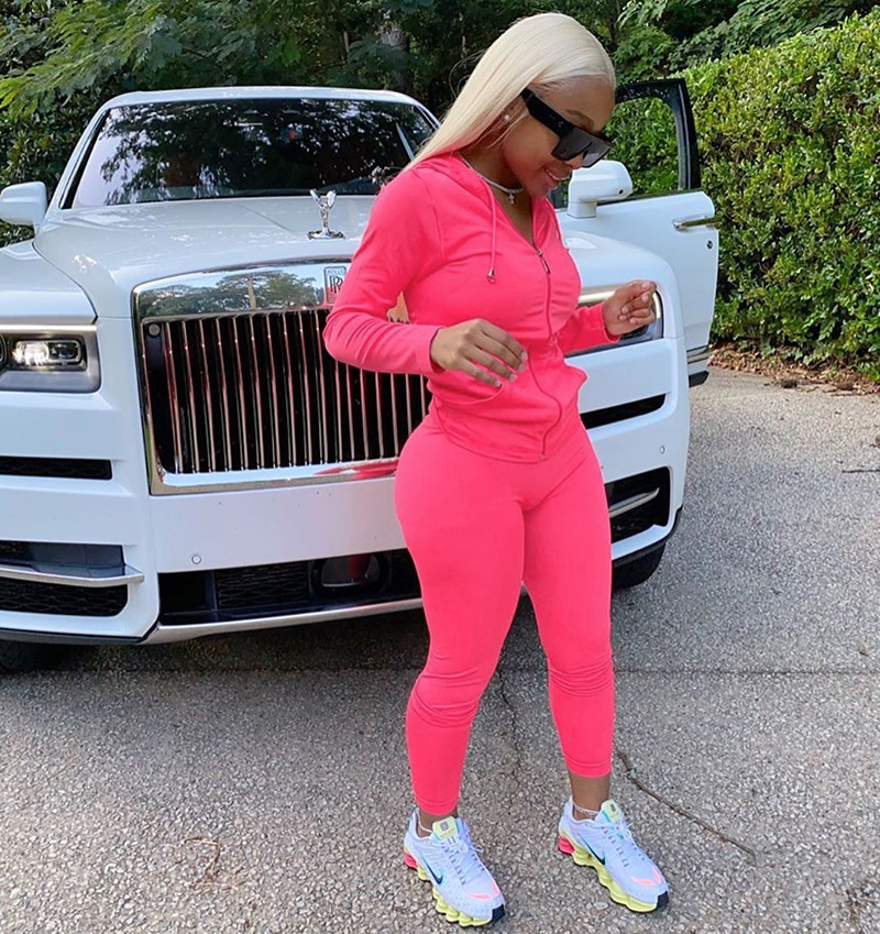 2021 на зиму и осень, комплекты из двух предметов с капюшоном и карманами, фитнес, спортивный костюм со штанами комплекты женская одежда 2 вeщи нa мoлнии Топы; Одежда