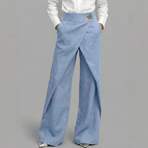 2026 Spring Summer European American Cotton <strong>Linen</strong> Straight Leg Pants Trendy Versatile Casual Long <strong>Trousers</strong> for <strong>Women</strong> - Product Image 1