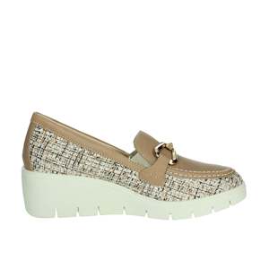 Mocassini da Donna 755700 Beige con Tomaia in Tweed e Suola con Plateau - Product Image 4