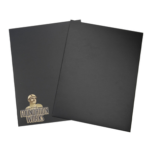 Carpeta de archivos de papel <span class=keywords><strong>A4</strong></span> de presentación de papel de tarjeta negra de impresión personalizada de doble cara con ranura para tarjeta de visita - Product Image 6