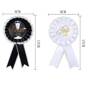 Negro Blanco Novia a ser Rosette <span class=keywords><strong>Boda</strong></span> nupcial novio insignia - Product Image 3
