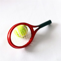 Set de raquetas de tenis, accesorios de escena en miniatura para casa de muñecas, equipo deportivo en miniatura de simulación, artesanía de plástico.