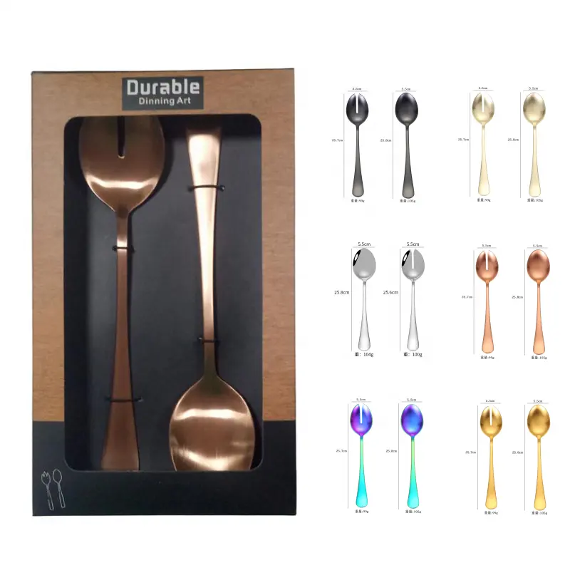 gift set stainless steel salad spoon and fork serving set big spoons set tableware kitchenware kitchen utensil silverware