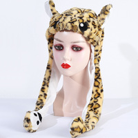 Niños adultos iluminan el sombrero de animal de peluche con orejas móviles conejo de dibujos animados Panda LED Gorro con orejeras brillantes juguetes de peluche