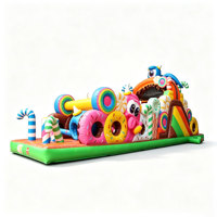 Grand parcours d'obstacles gonflable rose Justfun JFCMGF-14 avec installation facile