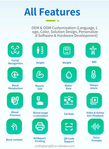 Balance de composition corporelle à bioimpédance <span class=keywords><strong>DHM</strong></span>-800C à 8 électrodes avec écran tactile LCD de 24 pouces, précision de 0,1 kg, mesure de la taille et du poids - Product Image 4