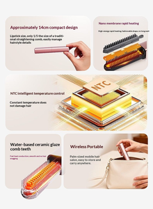 Plancha de Pelo y Alisador de Doble Uso con Placas de Cerámica Flotantes, Cepillo Ergonómico Antienredos para Peinado en Casa - Product Image 4