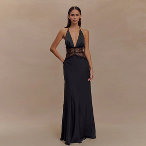 Viral Figure-Flattering Deep V Satin Maxi <strong>Dress</strong> - Halter Neck, Waist-Cinching, <strong>Seductive</strong> <strong>Evening</strong> Gown - Product Image 5