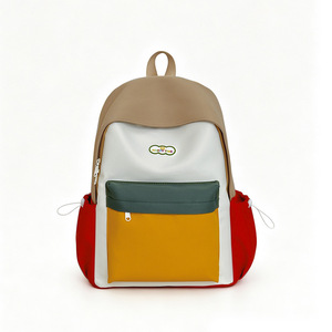 Women's ins-style <b>backpack</b> unique color block design perfect for middle and high school students stylish high-capacity - Product Image 6
