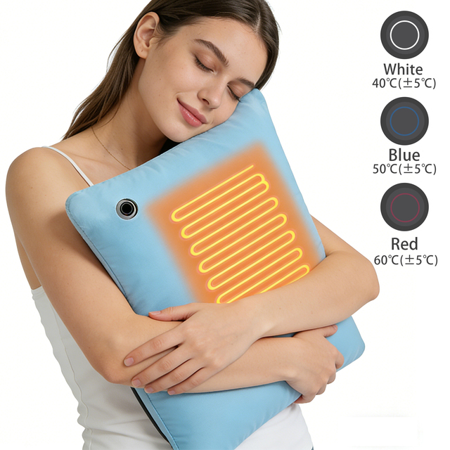 Portable USB Rechargeable Heating Pillow Soft Warm Therapy for Period Cramps, Neck, Back & Leg Pain Relief Heating Pad