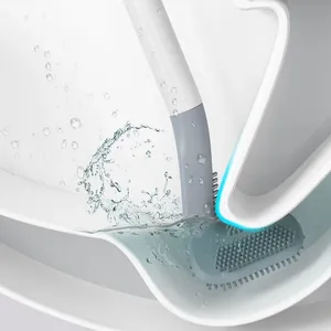 Zenidoo Yh Brosse WC en silicone avec long manche en plastique, séchage rapide, écologique, accessoire de nettoyage pour salle de bain, conception ergonomique - Product Image 4