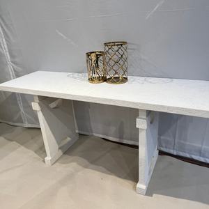 Mesas de Consola Modernas Minimalistas para Sala de Estar o Hotel, con Acabado de Cemento Blanco Rugoso e Irregular y Marco de Madera - Product Image 6